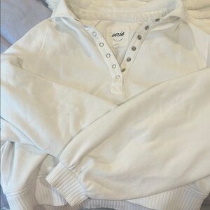 Aerie Ivory Snap-Up Pullover